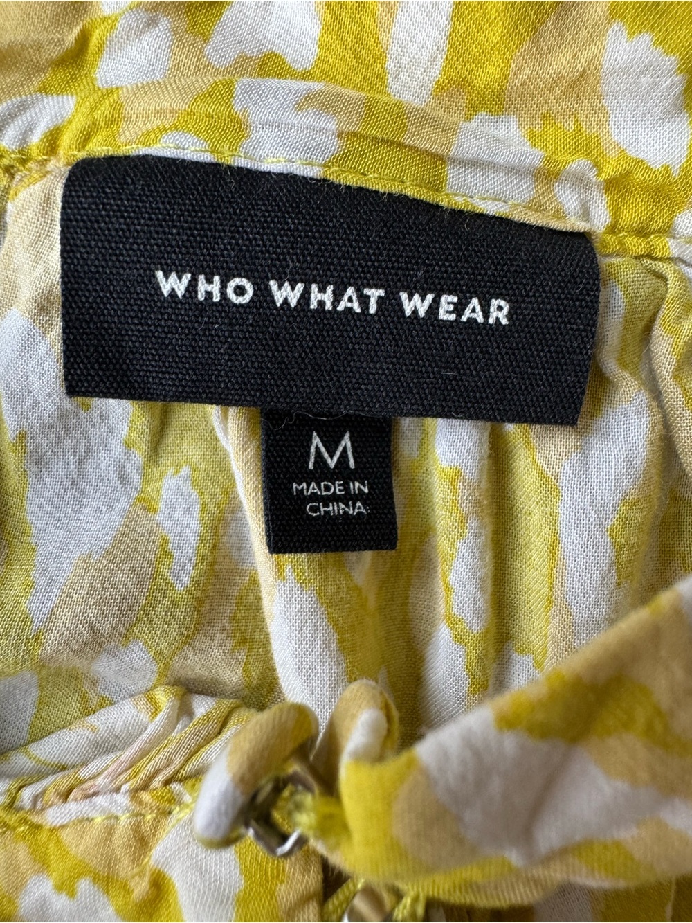 Who What Wear Yellow White Printed Ruffle-Sleeve Blouse Size M - Picture 9 of 9